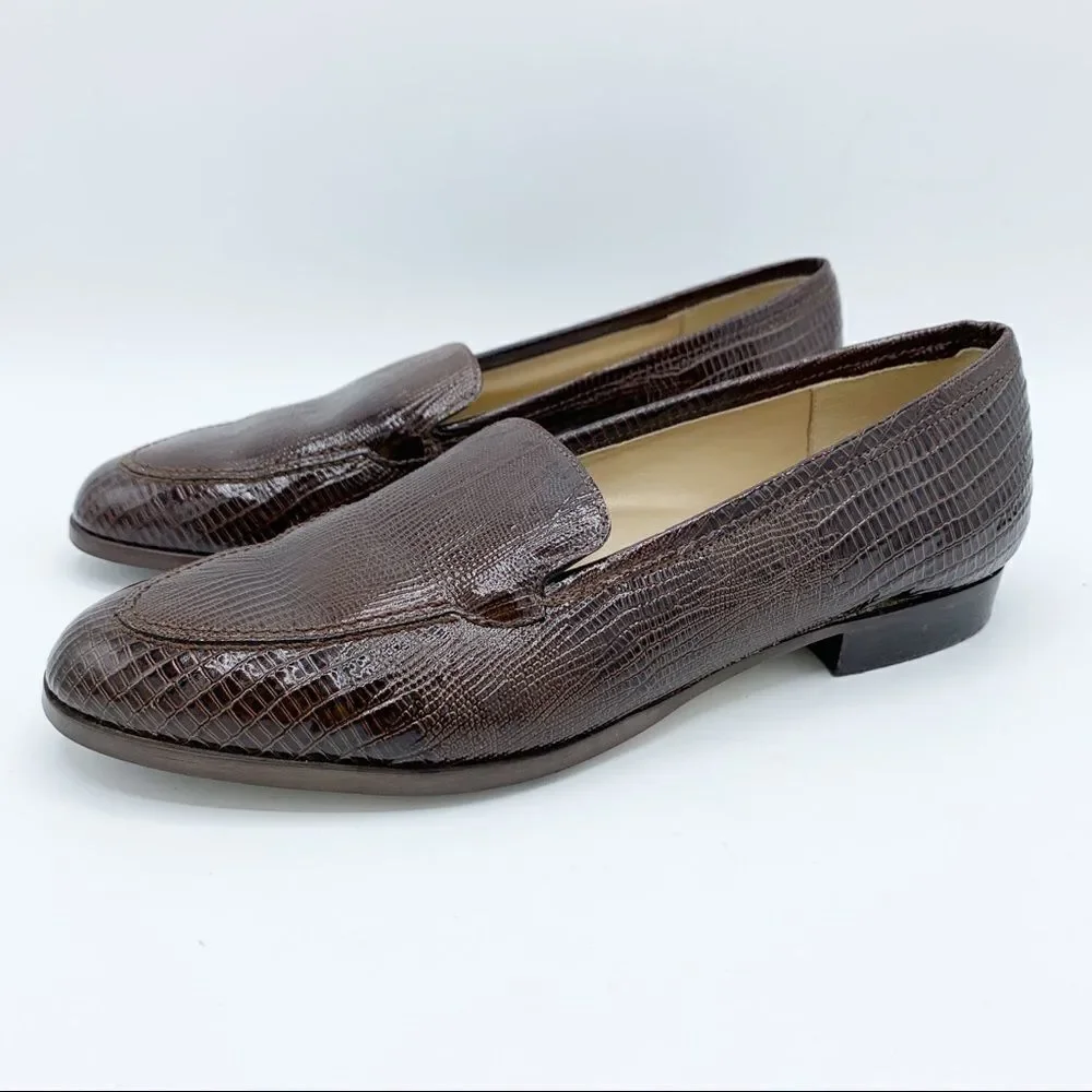 Jones New York‎ Brown Snake Embossed Leather Loafers Sz 7.5